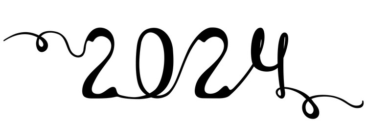 2024 handwritten inscription one continuous line vector