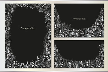 set greeting cards with silver plants Vector Image