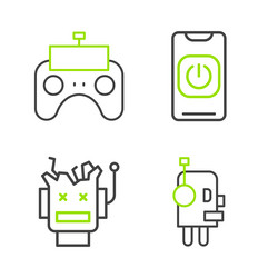 Set line robot broken turn off from phone vector