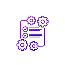 Check list with gears project execution line icon vector