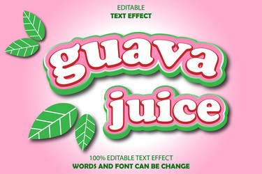guava fruit editable text effect 3d emboss vector image