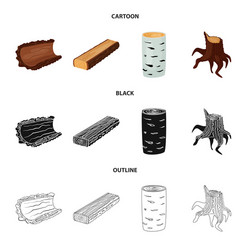 isolated object of tree and raw symbol collection vector image