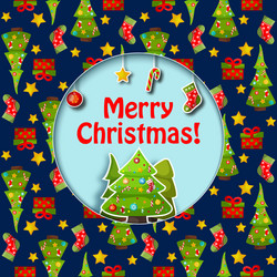 Merry Christmas Card Flat Design Vector Image