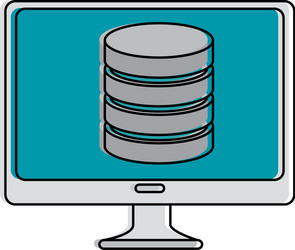 monitor computer with data disk vector image