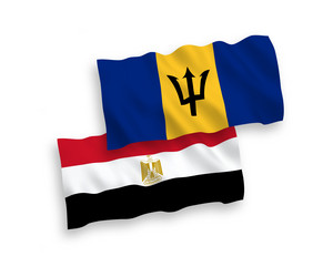 flags of barbados and egypt on a white background vector