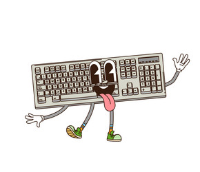 Retro Computer Character - Groovy Keyboard vector image
