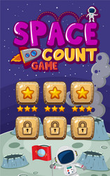Screen template for computer game with astronauts vector