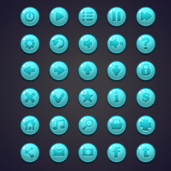 set of blue round buttons for the user interface vector