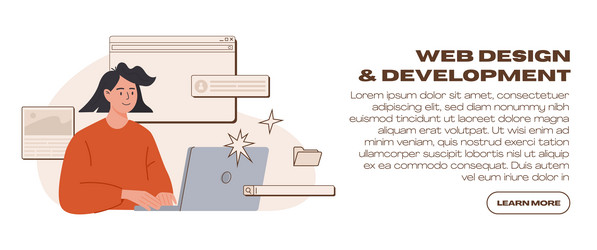 Web ui ux design website development banner vector