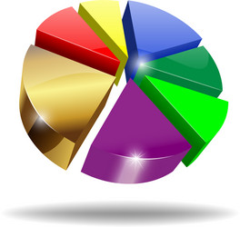 Colorful 3d pie diagram chart digital Royalty Free Vector