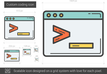 custom coding line icon vector image