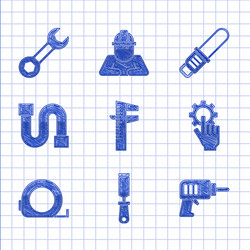 Set calliper or caliper and scale rasp metal file vector