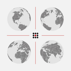 set of dotted world maps in different resolution vector image