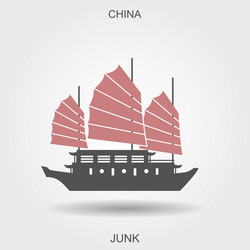 flat icon of traditional chinese junk ship Vector Image