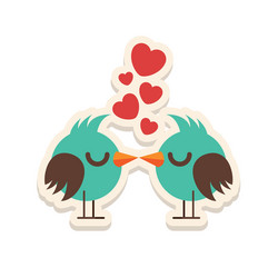 Greeting card love birds kissing happy valentine vector