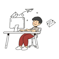 people work using on computers laptops desktops vector image