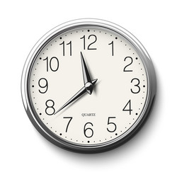 round wall clock with glossy metallic body vector