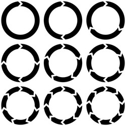 Rotating arrows set refresh reload recycle Vector Image