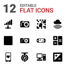 12 digital icons vector