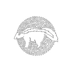 Continuous one curve line drawing of funny skunk vector