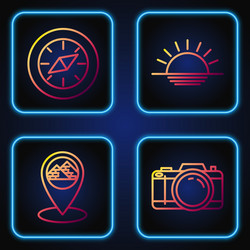 set line photo camera map pointer with egypt vector image