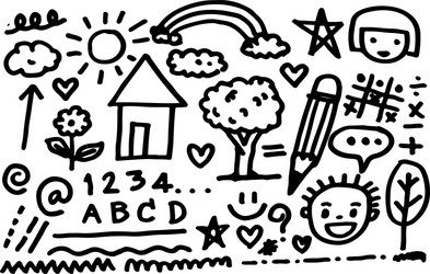 Children hand draw doodle icon vector