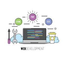 laptop with code programing software data vector image