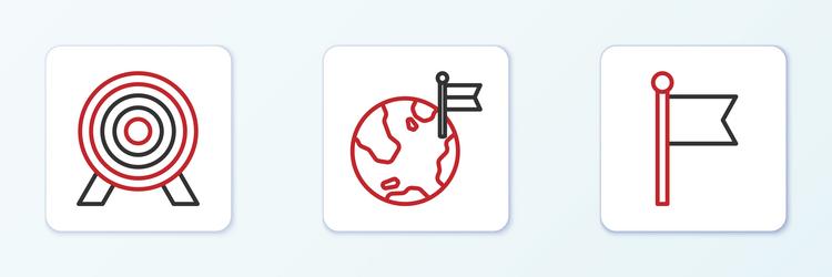 set line flag target and planet with icon vector image