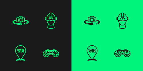set line gamepad virtual reality 360 degree view vector image