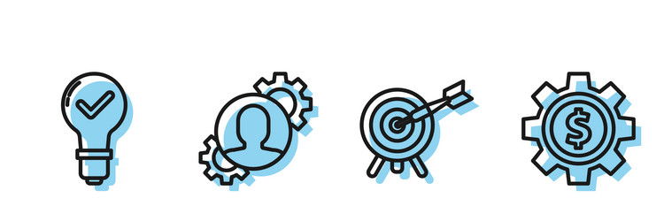 set line target with arrow light bulb and check vector image