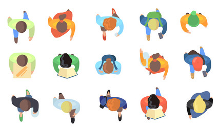 top view of people walking
