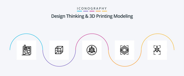 Design thinking and d printing modeling line 5 vector