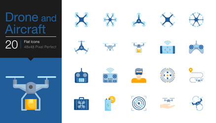 Drone Aircraft Icons - Aerial & Multicopter Vector Image