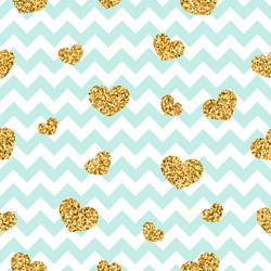 Gold heart seamless pattern blue-white geometric vector