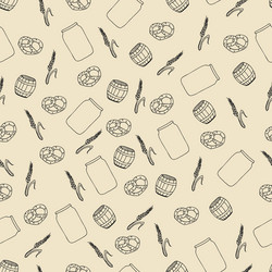 Seamless pattern with beer snacks in doodle style Vector Image