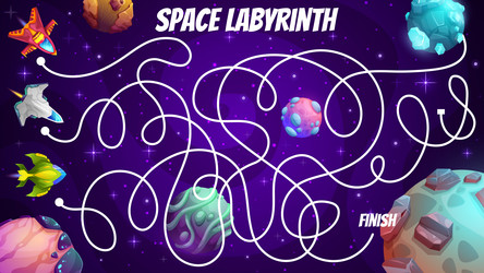 space labyrinth maze with starships in galaxy vector