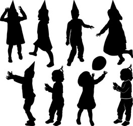 Child Silhouette Playing Vector Image