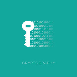cryptography concept with key and binary code vector image