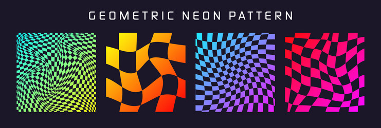groovy checkered pattern colorful distorted tiled vector image