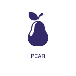 Pear element in flat simple style on white vector