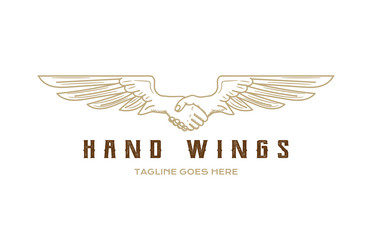 retro vintage wings with hand handshake
