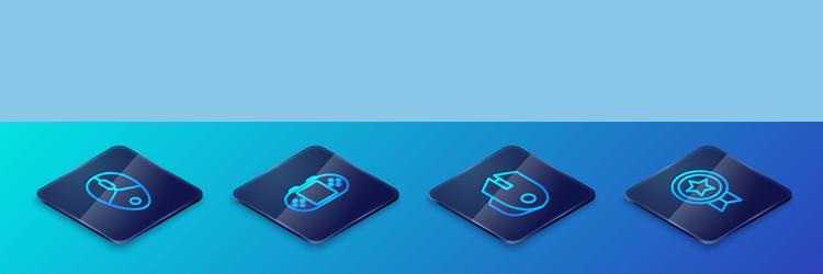 Set isometric line computer mouse game rating vector
