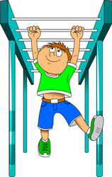 Boy hanging on the bar Royalty Free Vector Image