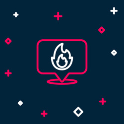 line map pointer with fire flame icon isolated vector image