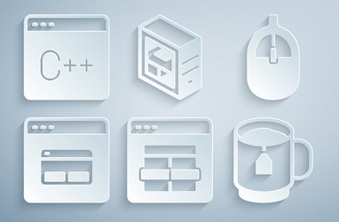 set mysql code computer mouse search engine cup vector image