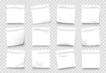 Sticky notes white notepad sheets with crumpled vector