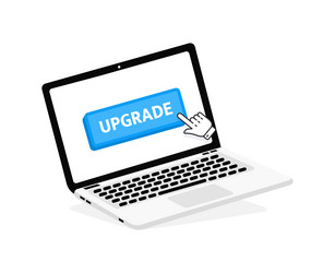 upgrade text on laptop screen with a red button vector image