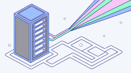 isometric server and data flow diagram design vector image