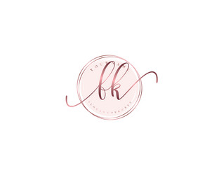 fk initial handwritten logo set with floral Vector Image