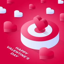 happy valentine day isometric heart standing vector